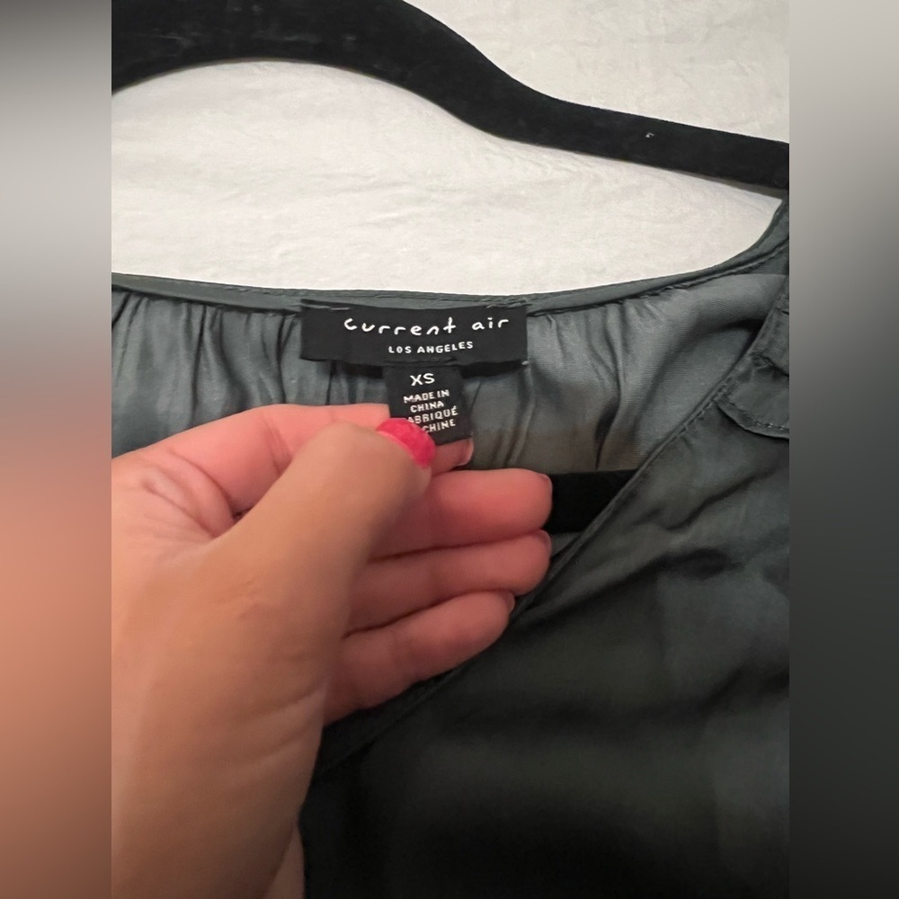 Current Air Dark Green Women's Satin Top - Picture 4 of 4